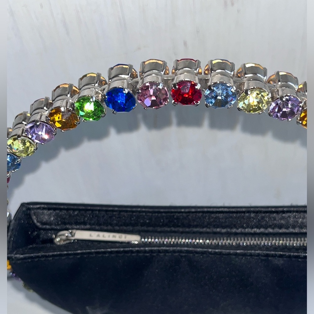 L’ALIGNI Eternity Rainbow Crystal Top Handle Bag-Black Rainbow - Picture 6 of 15